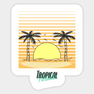 TROPICAL Vacation Paradise Sunset Palm Trees Sticker